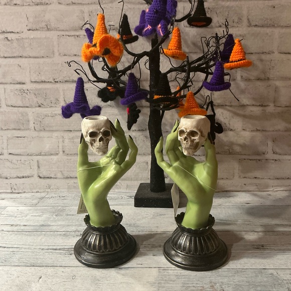 MARTHA STEWART Set Of 2 Witch Hand Candle Holders - Picture 1 of 6